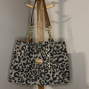 Black & Cream Leopard-Print Tote